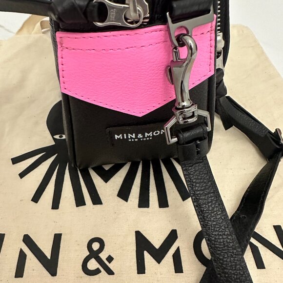 MIN & MON Marino Medium Crossbody Black Leather Bag NWOT - Picture 8 of 8